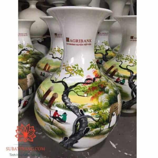 Lọ hoa dáng tỏi cao in logo - 130092
