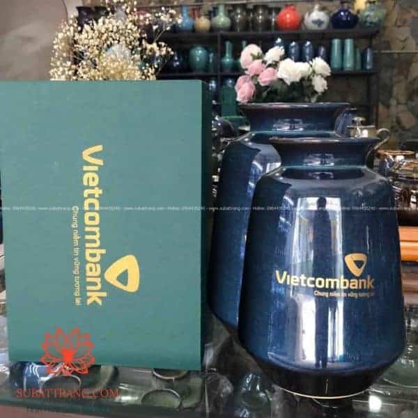 Lọ hoa men hỏa biến in logo - 130106