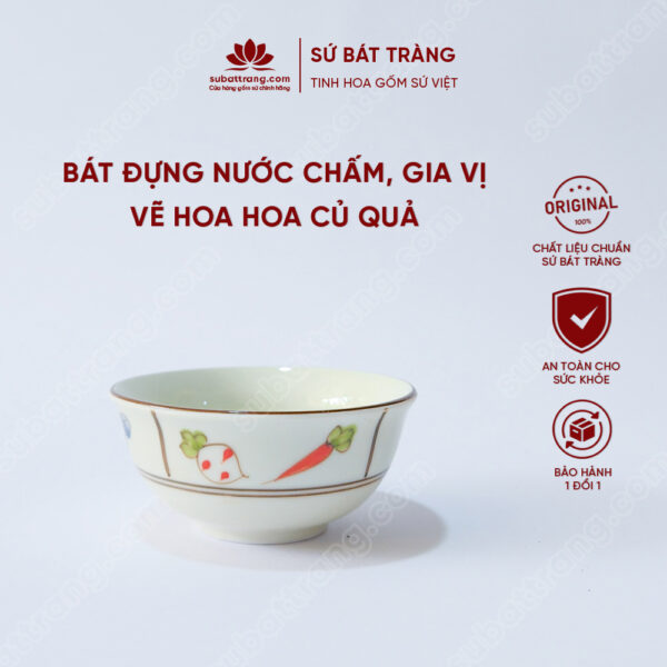 Bát đựng nước chấm, gia vị vẽ rau củ quả