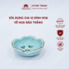 Đĩa đựng gia vị hình hoa vẽ hoa đào trắng men lam
