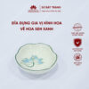 Đĩa đựng gia vị hình hoa vẽ hoa sen xanh men kem - Sứ Bát Tràng