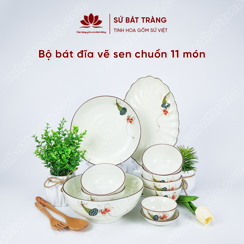 Bộ bát đĩa cao cấp đẹp - Sứ Bát Tràng