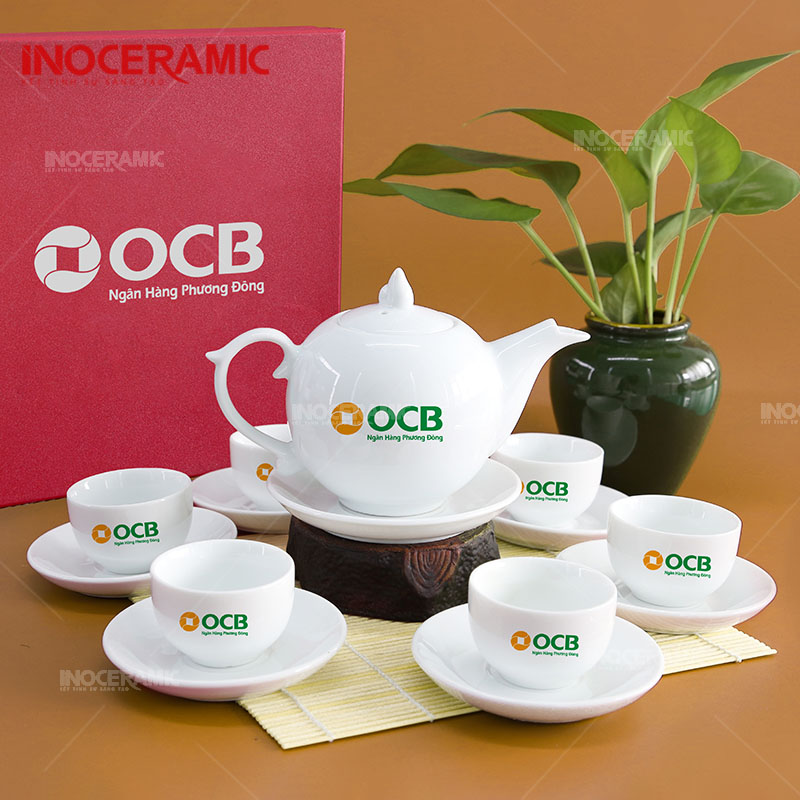 Bộ ấm trà in logo - Nghệ thuật kết hợp truyền thống và thương hiệu độc đáo